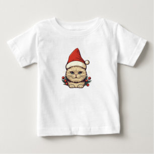 Cute cat in Santa Claus hat Baby T-Shirt