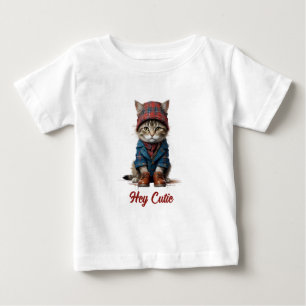 cute cat in scottish disguise baby T-Shirt