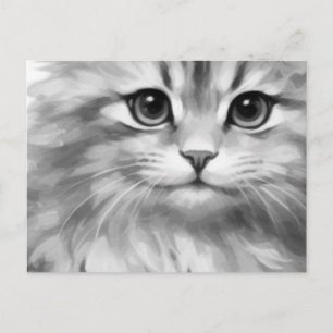 Cute cat in shades of grey postcard
