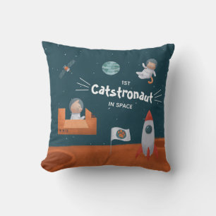 Cute Cat in Space, Cats on Mars, Fun Cushion