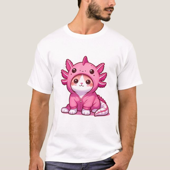 Cute Cat in the Axolotl Costume T-Shirt (Front)