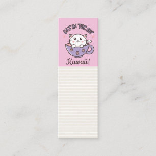 Cute cat in the cup pink mini business card