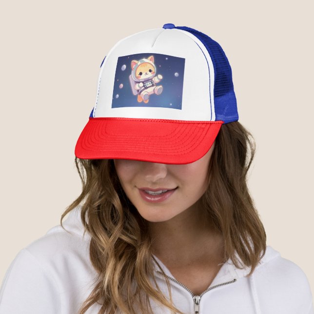 Cute cat in the space trucker hat (In Situ)