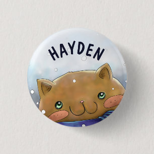 Cute Cat in Winter Personalised Kids 3 Cm Round Badge