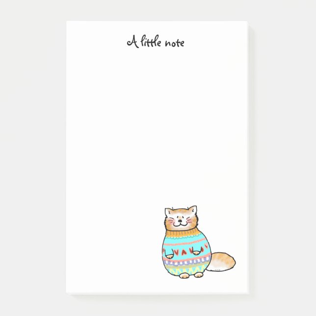 cute cat in winter sweater post-it notes (Front)