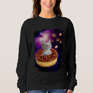 Cute Cat Inside Donut in Space Boys Girl  Kitty in Sweatshirt