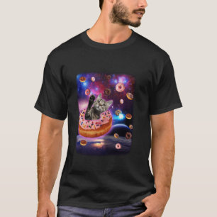 Cute Cat Inside Doughnut In Space Boy Girl Doughnu T-Shirt