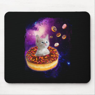 Cute Cat Inside Doughnut In Space Boys Girl - Kitt Mouse Pad