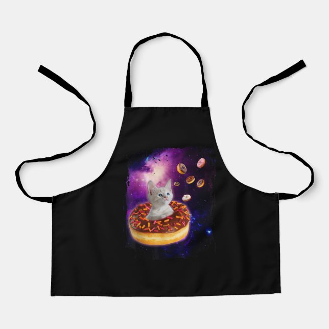 Cute Cat Inside Doughnut In Space Kitty Lovers Apron (Front)