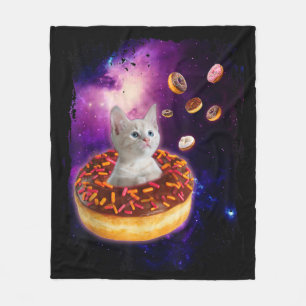 Cute Cat Inside Doughnut In Space Kitty Lovers Fleece Blanket