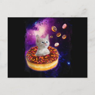 Cute Cat Inside Doughnut In Space Kitty Lovers Holiday Postcard