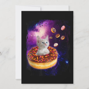 Cute Cat Inside Doughnut In Space Kitty Lovers Invitation