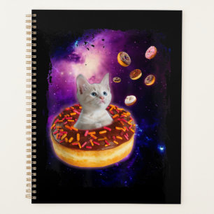 Cute Cat Inside Doughnut In Space Kitty Lovers Planner