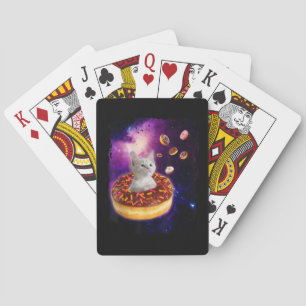 Cute Cat Inside Doughnut In Space Kitty Lovers Playing Cards