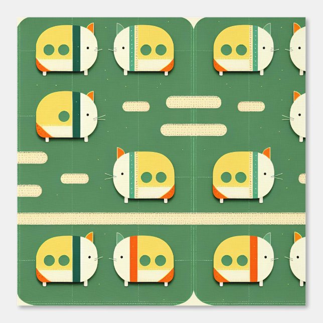 Cute Cat-Inspired Cartoon Train Design Wallpaper (Front)