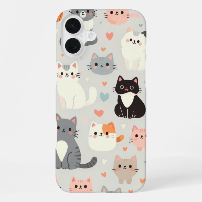 Cute Cat iPhone 16 Plus Case (Back)