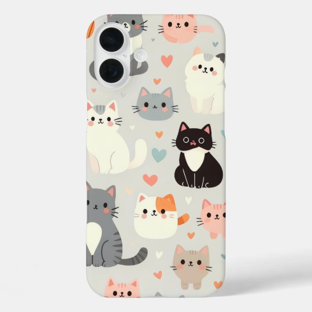 Cute Cat iPhone 16 Plus Case (Back)