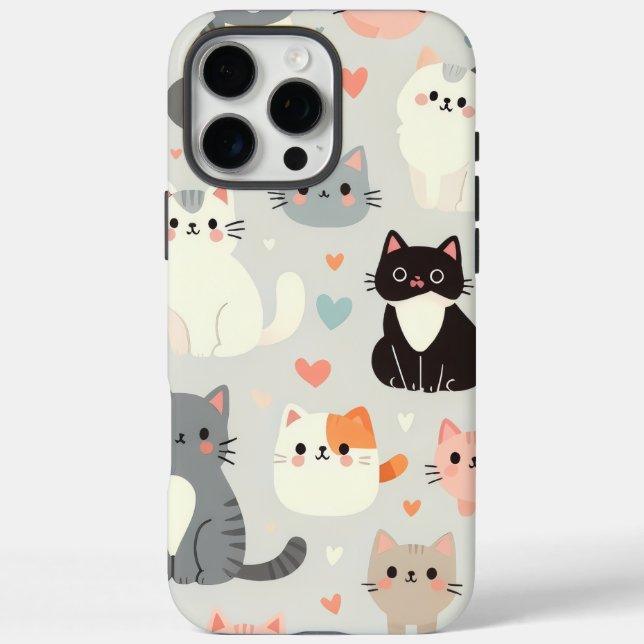 Cute Cat iPhone 16 Pro Max Case (Back)