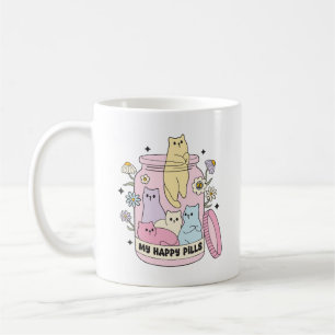 Cute Cat Jar My Happy Pills Coffee Mug