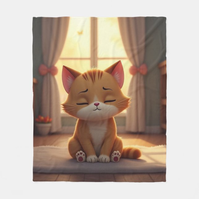 Cute cat - just need a moment fleece blanket (Front)