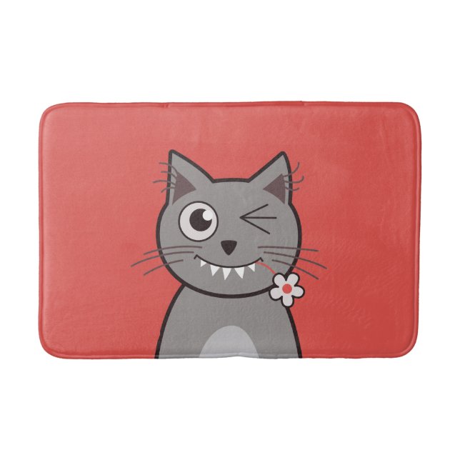 Cute Cat Kawaii Kitty Kids Bath Mat (Front)