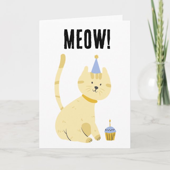 CUTE CAT KIDS BIRTHDAY BIG GREETING CARD (Front)