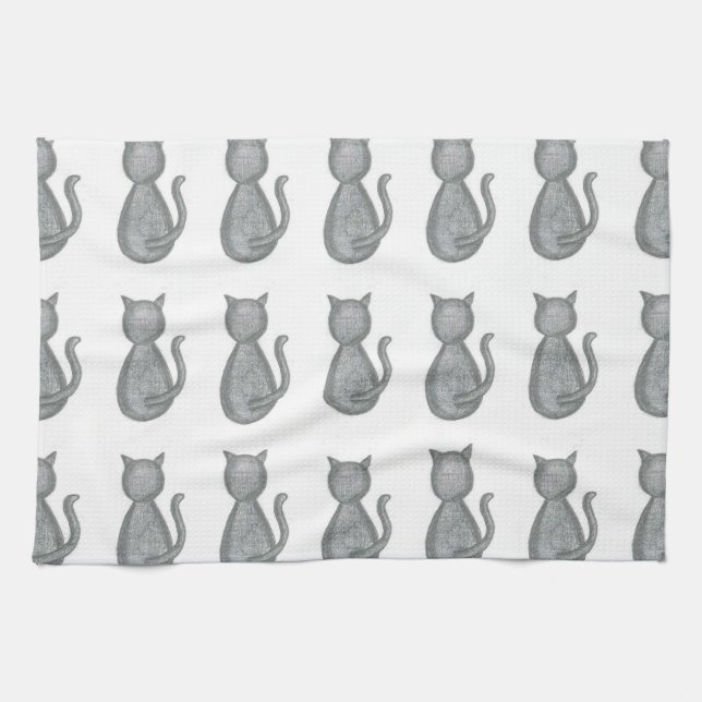Cute Cat Kitchen Dish Towel (Horizontal)
