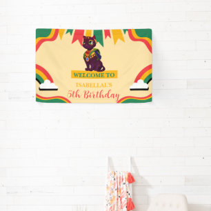 Cute cat kitten African american girls Birthday pa Banner