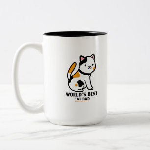 Cute cat kitten best dad Two-Tone coffee mug