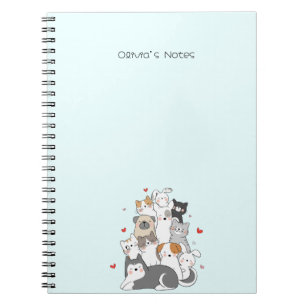 Cute Cat Kitten colorful gradient Personalized  Notebook