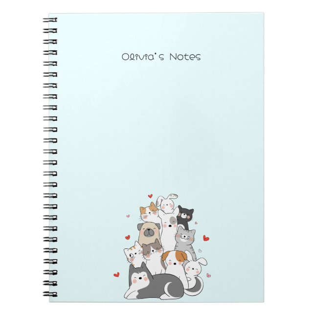 Cute Cat Kitten colourful gradient Personalised  Notebook (Front)