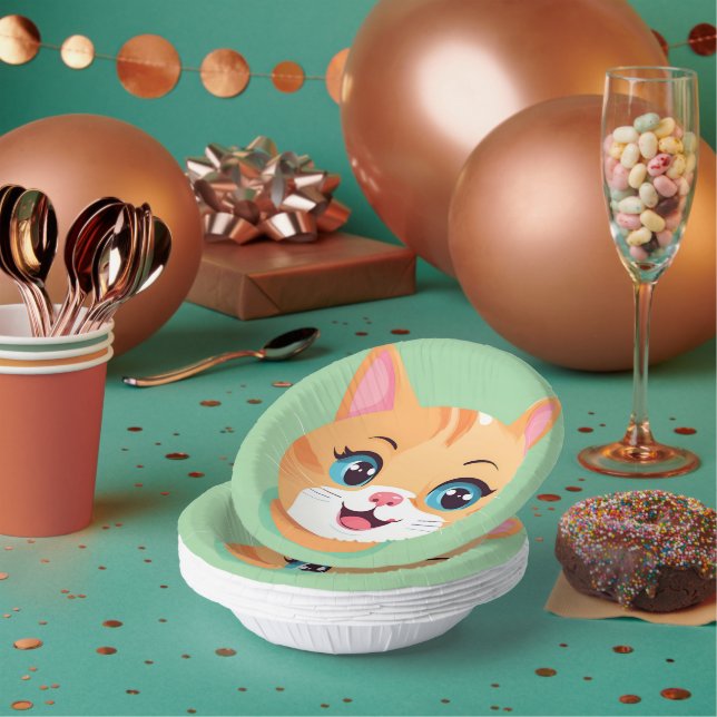 Cute cat kitten Face pet animals Birthday Party  Paper Plate (Multi)