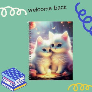 Cute Cat kitten Light Butterflies Spiral Notebook
