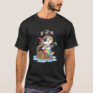 Cute Cat Kitten Mermaid Pirate Halloween Party Gir T-Shirt