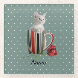 Cute Cat Kitten Pet Lovers Gift  Glass Coaster