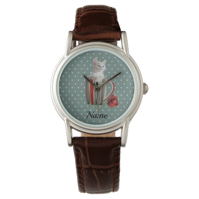 Cute Cat Kitten Pet Lovers Gift  Watch (Front)