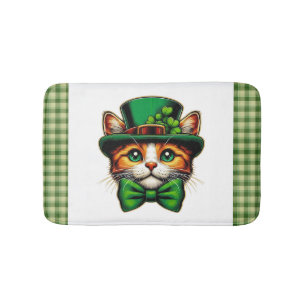 Cute cat/kitten Saint Patrick's Day Bath Mat