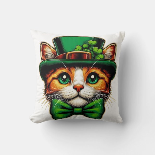 Cute cat/kitten Saint Patrick's Day  Cushion (Front)