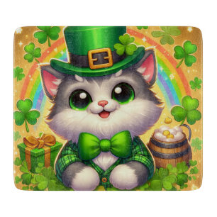Cute cat/kitten Saint Patrick's Day Cutting Board