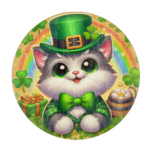 Cute cat/kitten Saint Patrick's Day Cutting Board