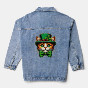 Cute cat/kitten Saint Patrick's Day  Denim Jacket