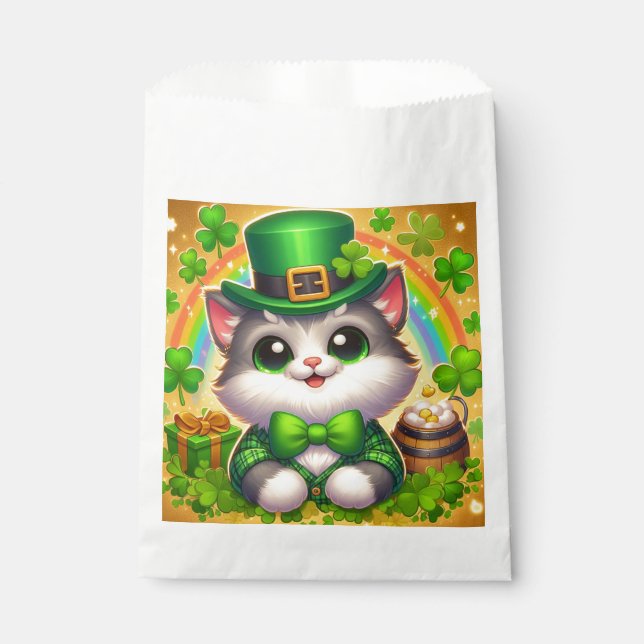 Cute cat/kitten Saint Patrick's Day  Favour Bag (Front)