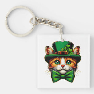 Cute cat/kitten Saint Patrick's Day Key Ring