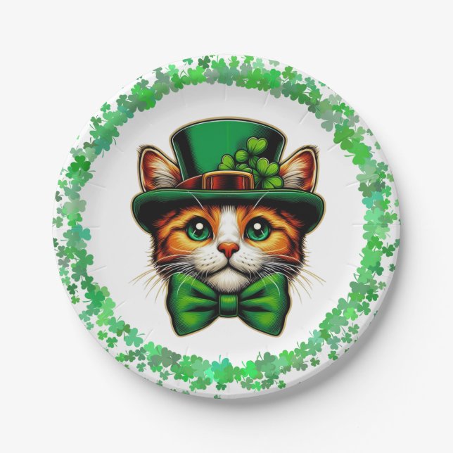 Cute cat/kitten Saint Patrick's Day  Paper Plate (Front)