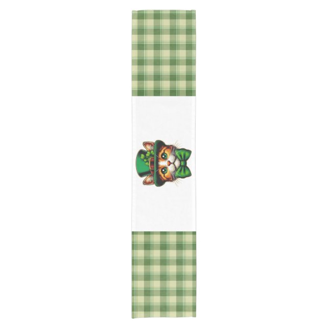 Cute cat/kitten Saint Patrick's Day  Short Table Runner (Front)