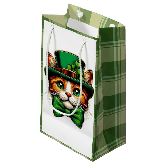Cute cat/kitten Saint Patrick's Day  Small Gift Bag (Front Angled)