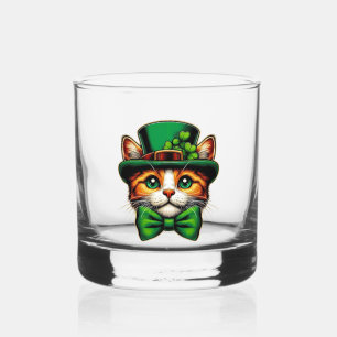 Cute cat/kitten Saint Patrick's Day Whiskey Glass
