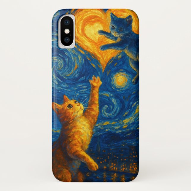 Cute Cat Kitten Starry Night iPhone / iPad case (Back)
