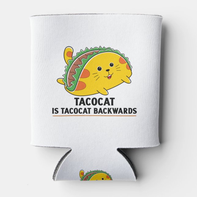 Cute cat kitten taco Mexican food Can Cooler (Front)