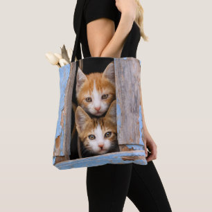 Cute Cat Kittens in Vintage Window Photo - Shopper Tote Bag